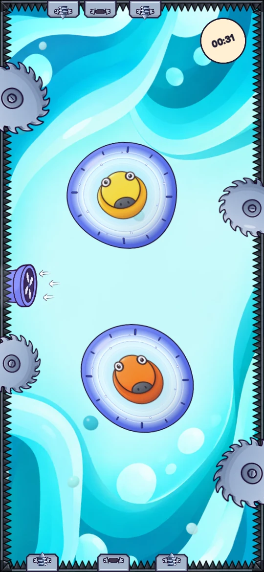 Two Muus with slow motion active in a turquoise arena